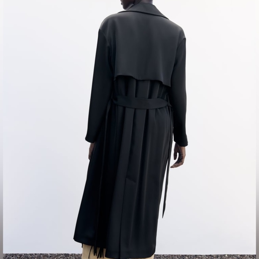 ZARA LONG SATIN TRENCH COAT - Picture 5 of 9